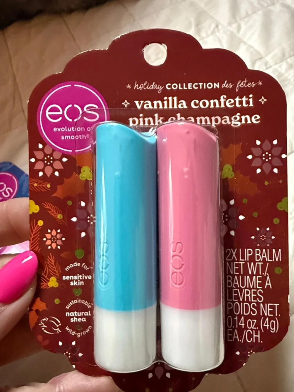 eos  Lip Bundle : Raspberry cloud, 2 pink champagne, vanilla confetti‎